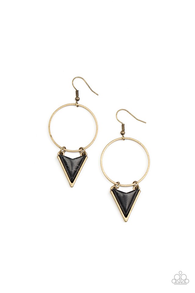 ​Sahara Shark - Brass - Paparazzi Earring Image