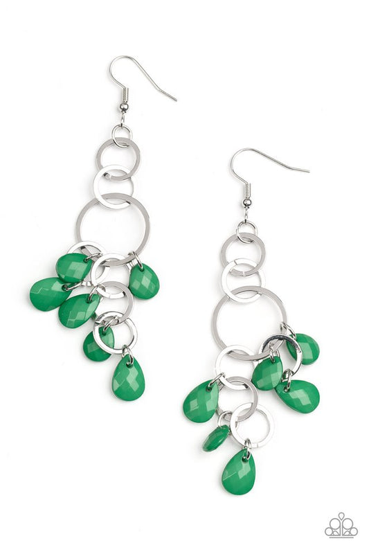 ​Sandcastle Sunset - Green - Paparazzi Earring Image