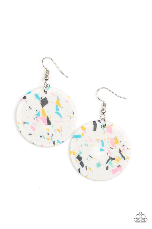 Paparazzi Earring ~ Tenaciously Terrazzo - White