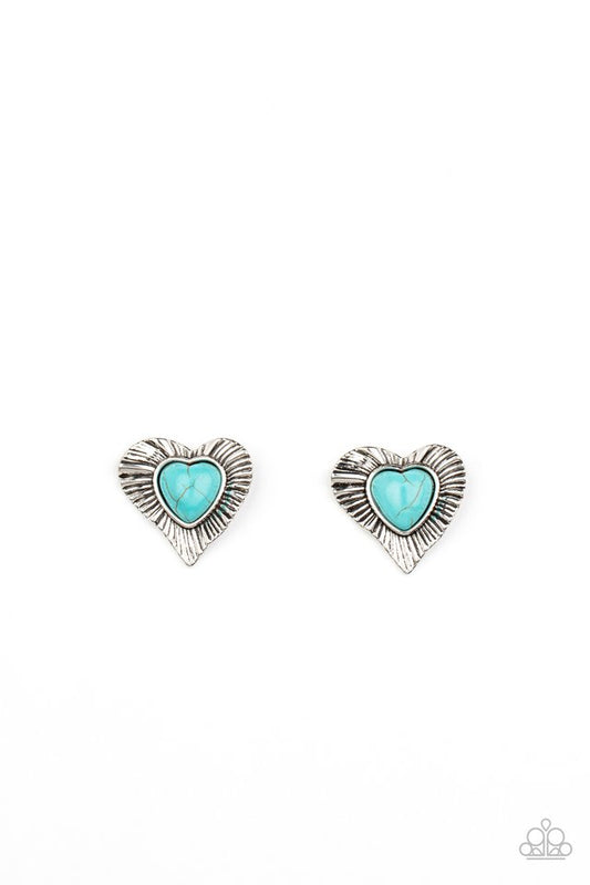 ​Rustic Romance - Blue - Paparazzi Earring Image