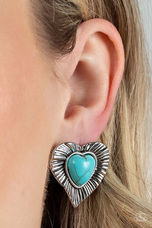 ​Rustic Romance - Blue - Paparazzi Earring Image