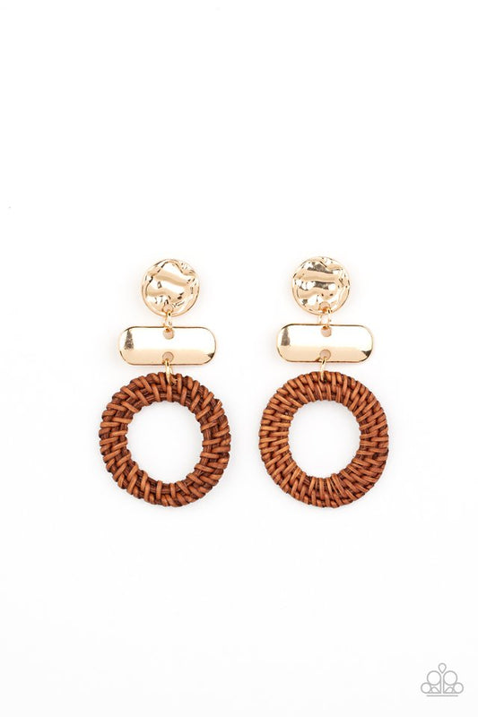 ​Woven Whimsicality - Gold - Paparazzi Earring Image