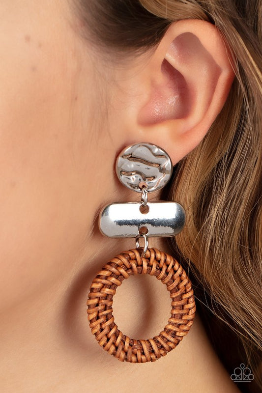 Woven Whimsicality - Brown - Paparazzi Earring Image