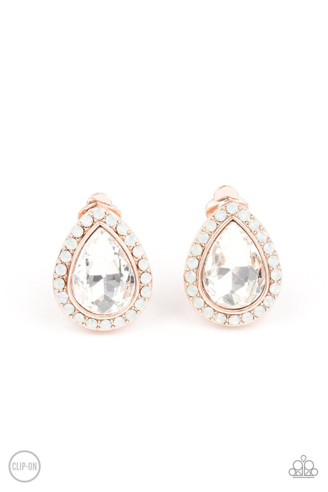 ​Cosmic Castles - Rose Gold - Paparazzi Earring Image