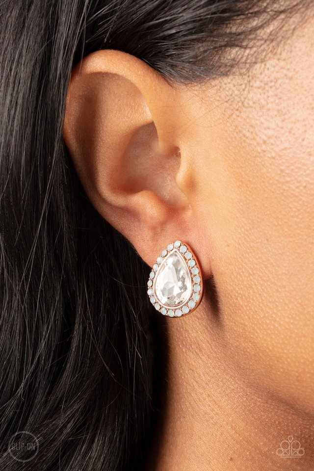 ​Cosmic Castles - Rose Gold - Paparazzi Earring Image