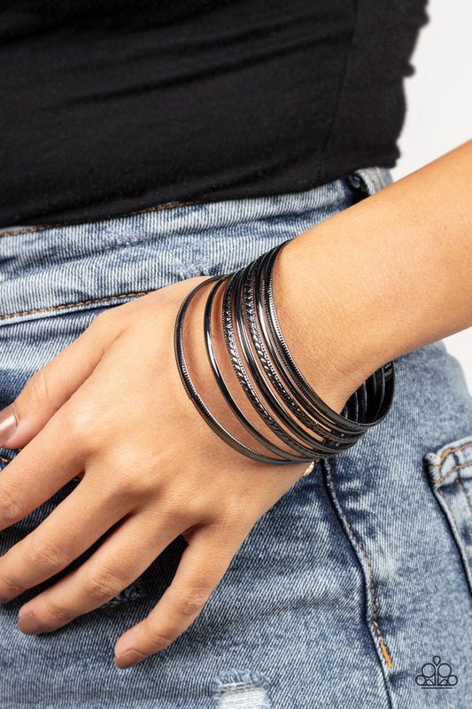 ​Stackable Shimmer - Black - Paparazzi Bracelet Image