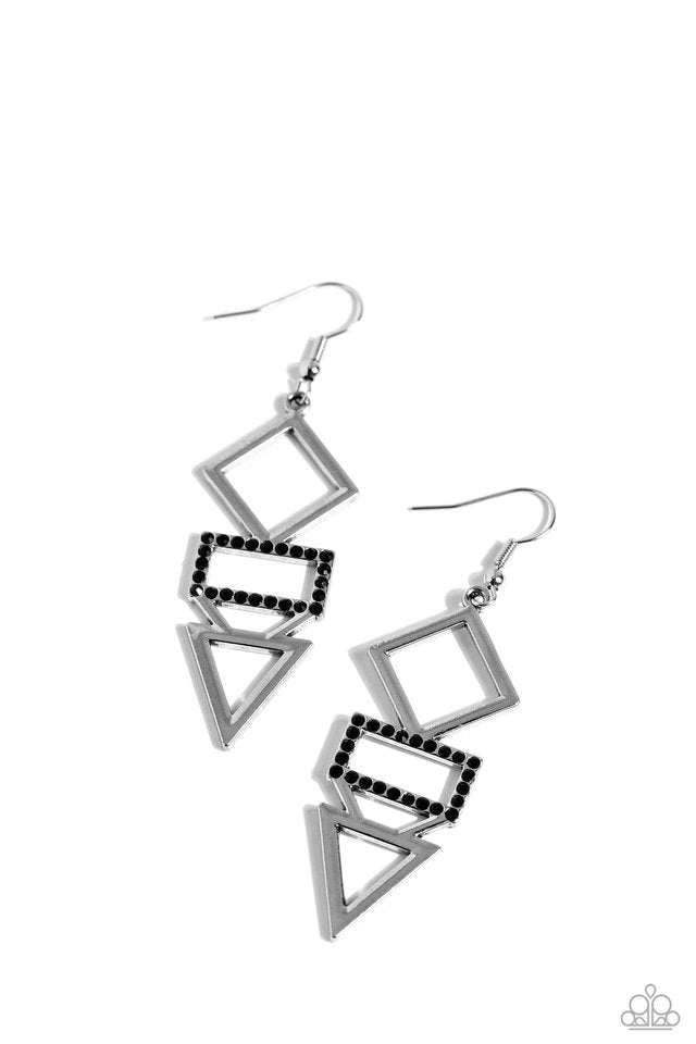 ​Glamorously Geometric - Black - Paparazzi Earring Image