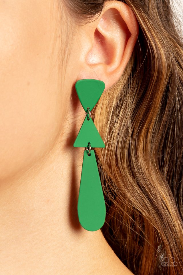 ​Retro Redux - Green - Paparazzi Earring Image