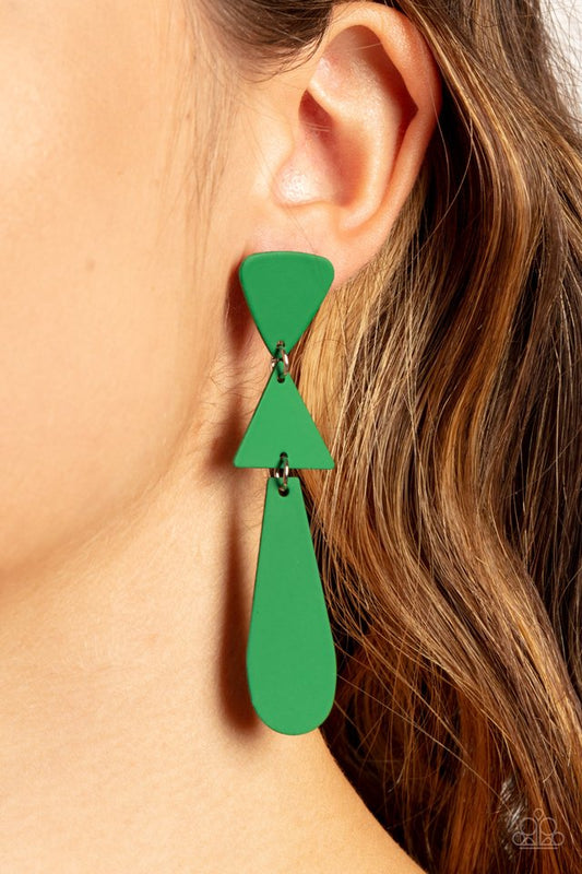 ​Retro Redux - Green - Paparazzi Earring Image