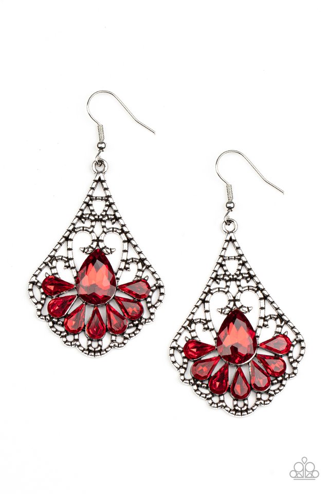 ​Exemplary Elegance - Red - Paparazzi Earring Image