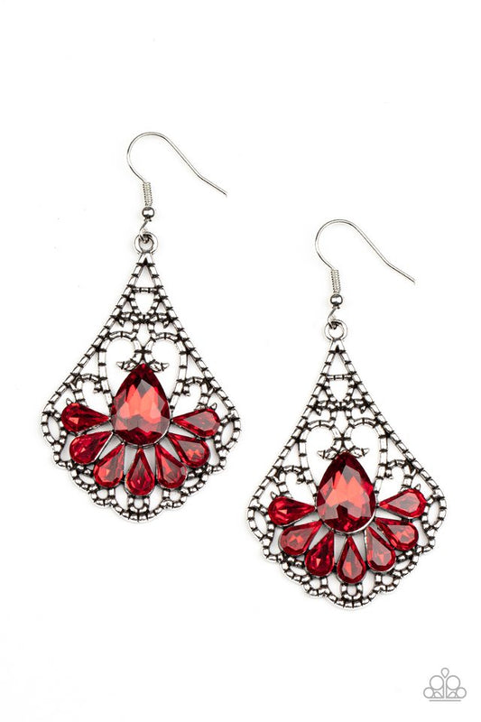 ​Exemplary Elegance - Red - Paparazzi Earring Image