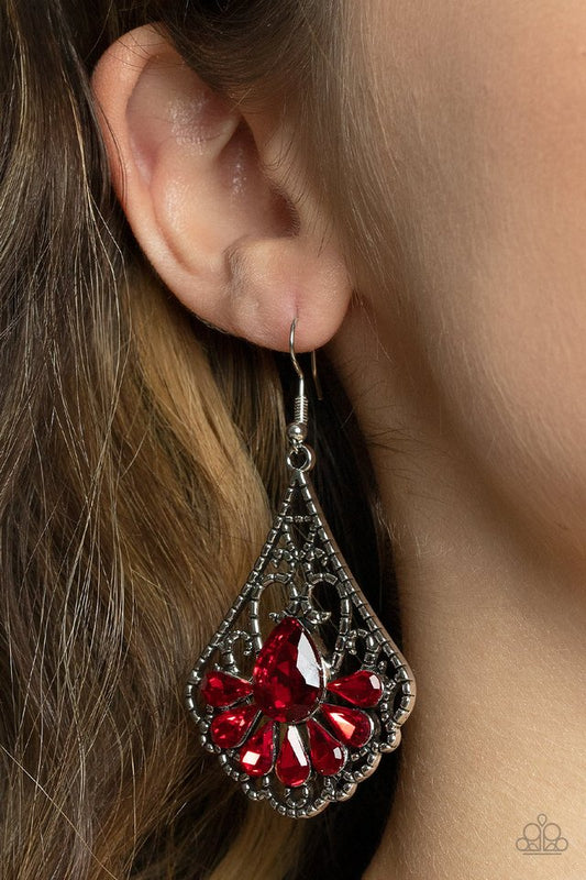 ​Exemplary Elegance - Red - Paparazzi Earring Image