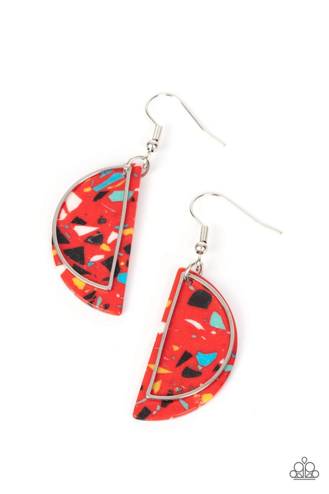 ​​Flashdance Fashionista - Red - Paparazzi Earring Image