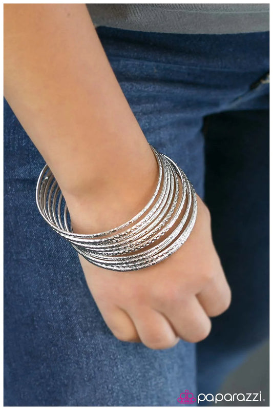 Paparazzi Bracelet ~ Bangle Bandit  - Silver