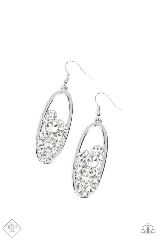 Paparazzi Earring ~ Prismatic Poker Face - White