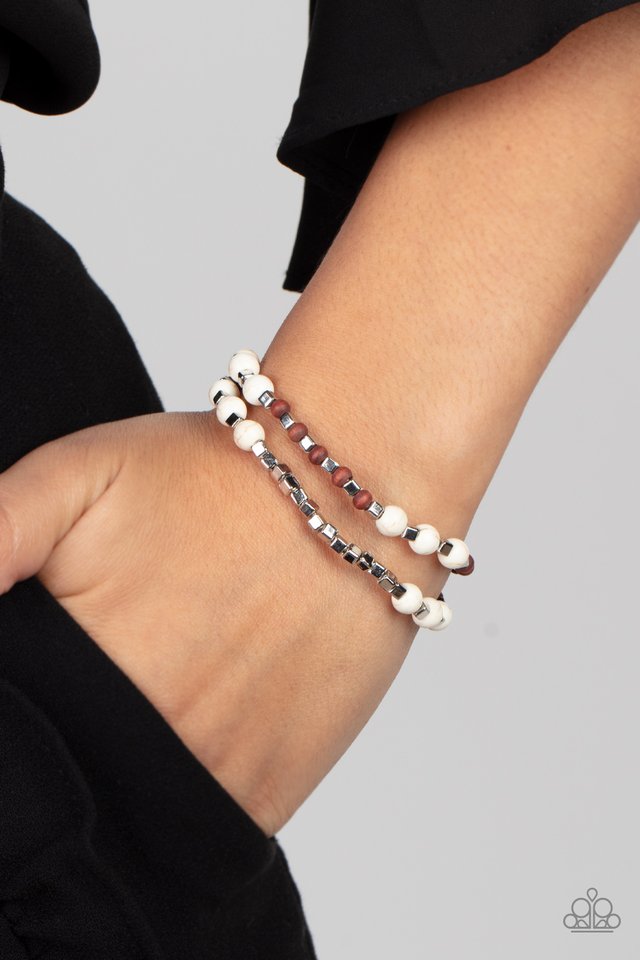 ​Backcountry Beauty - White - Paparazzi Bracelet Image