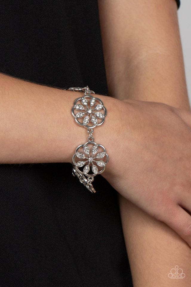 ​Blooming Bling - White - Paparazzi Bracelet Image