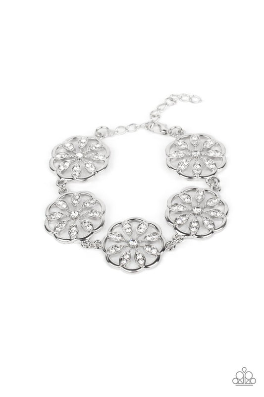 ​Blooming Bling - White - Paparazzi Bracelet Image