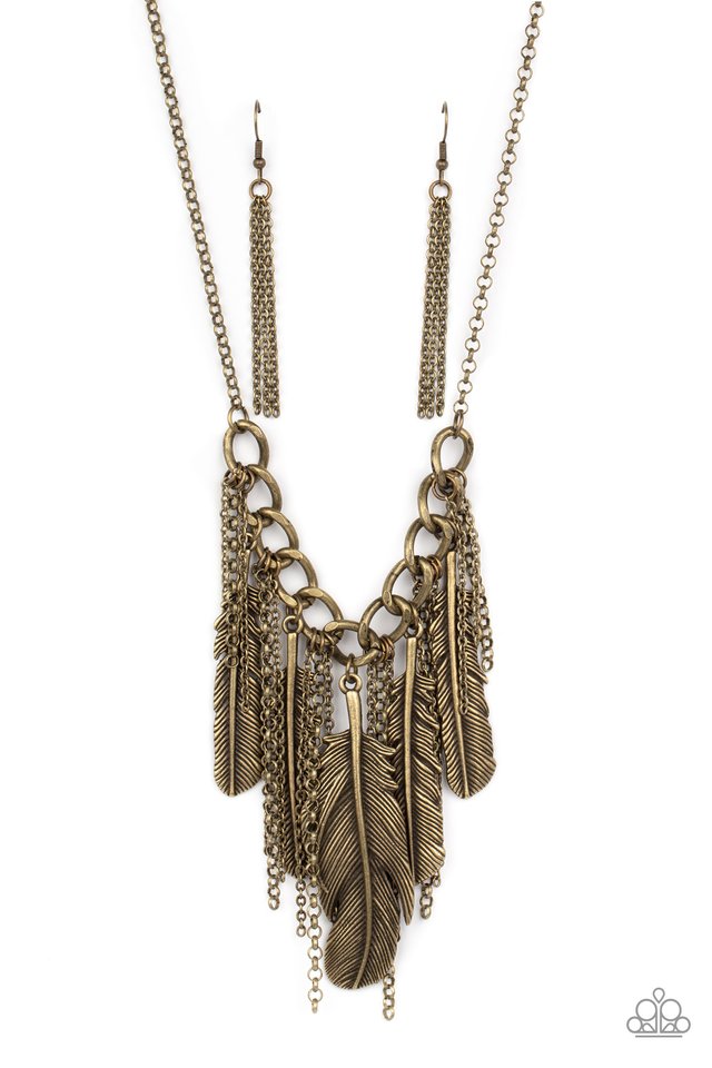 Brass feather sale necklace paparazzi