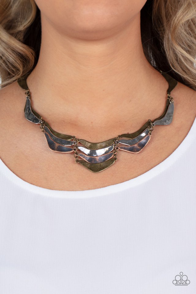 ​Mixed Metal Mecca - Brass - Paparazzi Necklace Image