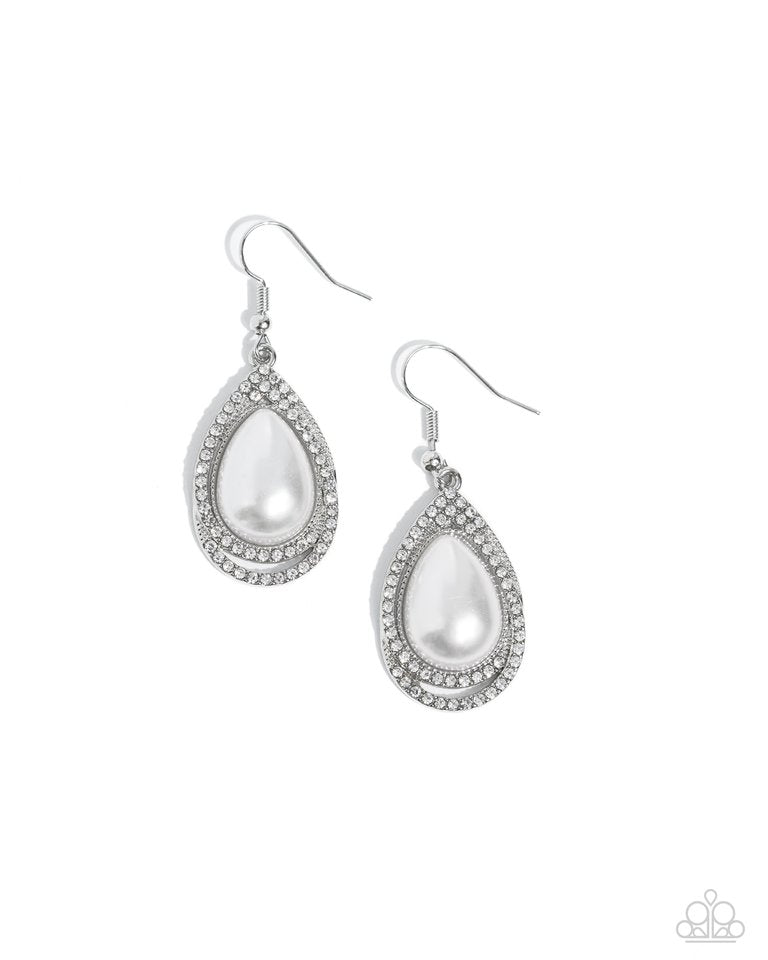 ​Effortless Elegance - White - Paparazzi Earring Image