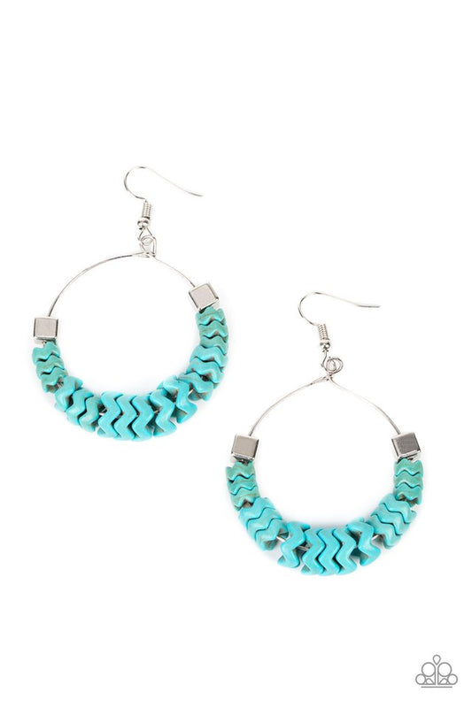 Capriciously Crimped - Blue - Paparazzi Earring Image