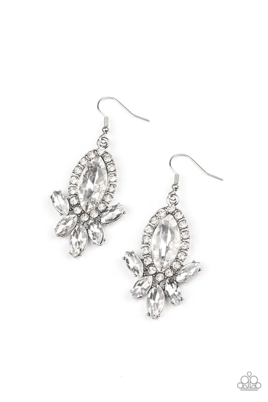 Paparazzi Earring ~ Serving Up Sparkle - White