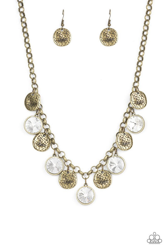 ​Spot On Sparkle - Brass - Paparazzi Necklace Image