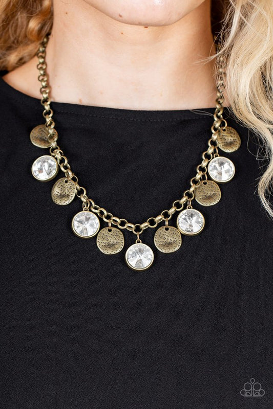 ​Spot On Sparkle - Brass - Paparazzi Necklace Image