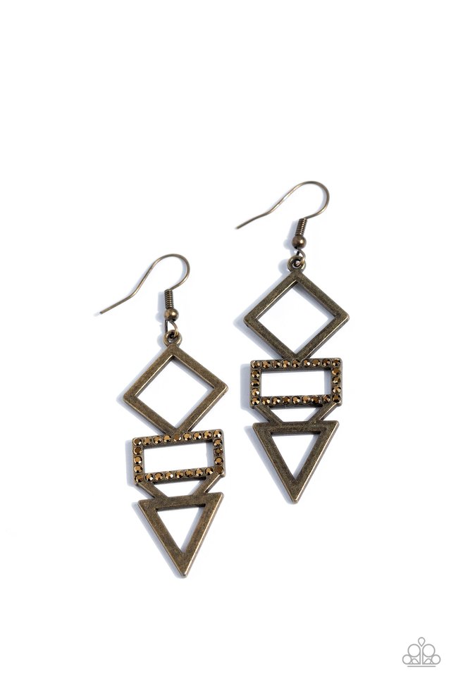 Glamorously Geometric - Brass - Paparazzi Earring Image