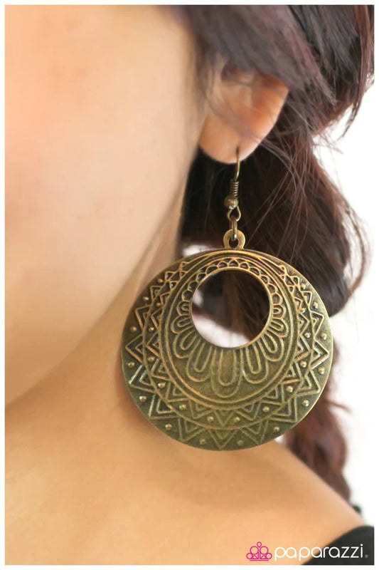 Paparazzi Earring ~ Under The Tuscan Sun - Brass