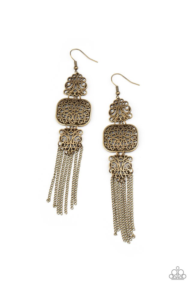 ​Eastern Elegance - Brass - Paparazzi Earring Image