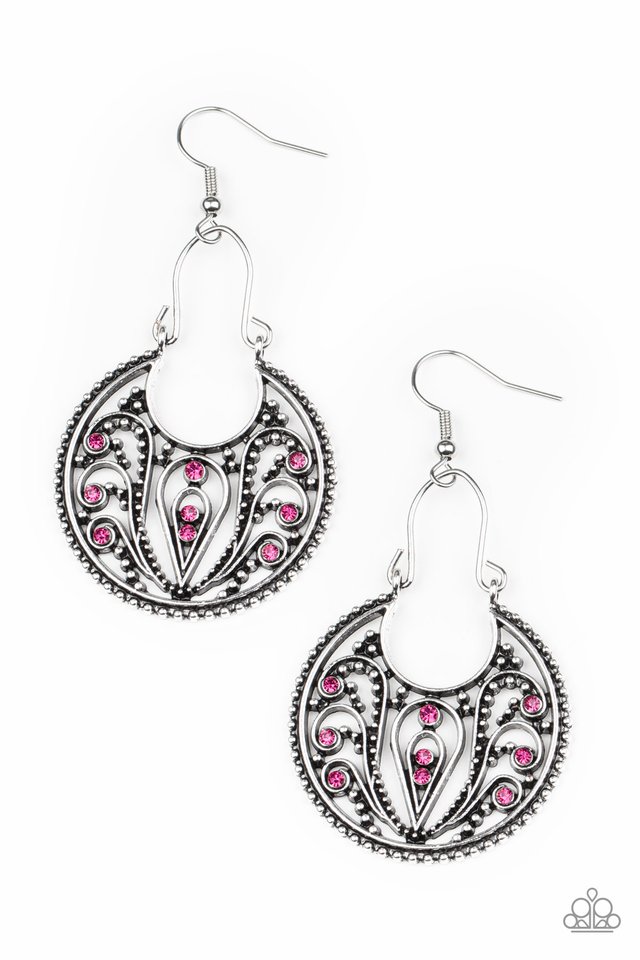 Vineyard Villa - Pink - Paparazzi Earring Image