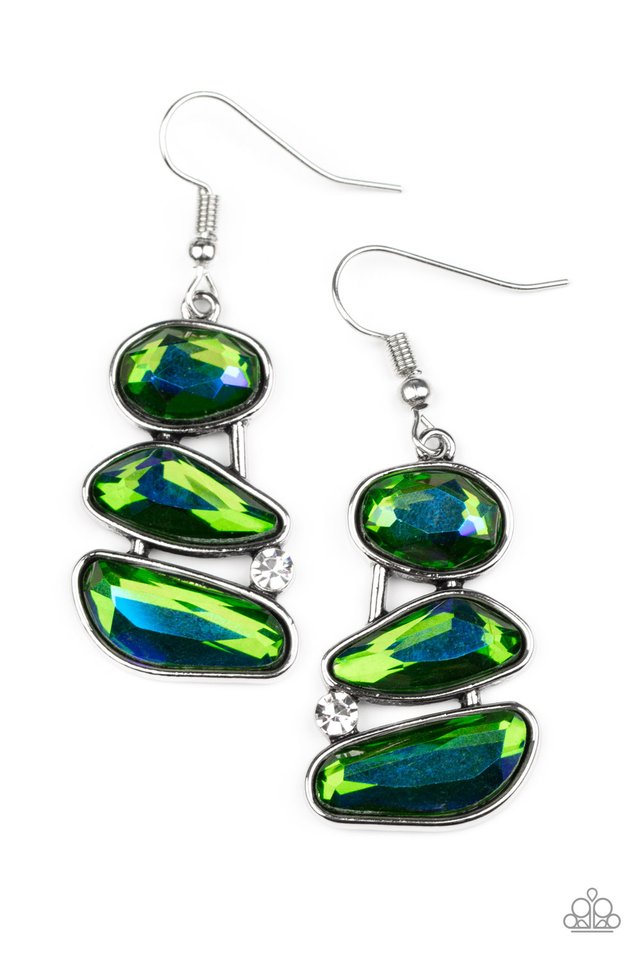 Gem Galaxy - Green - Paparazzi Earring Image