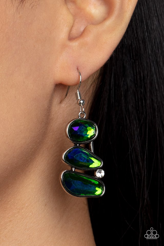 Gem Galaxy - Green - Paparazzi Earring Image