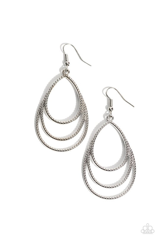 Trendy TIER-Drops - Silver - Paparazzi Earring Image