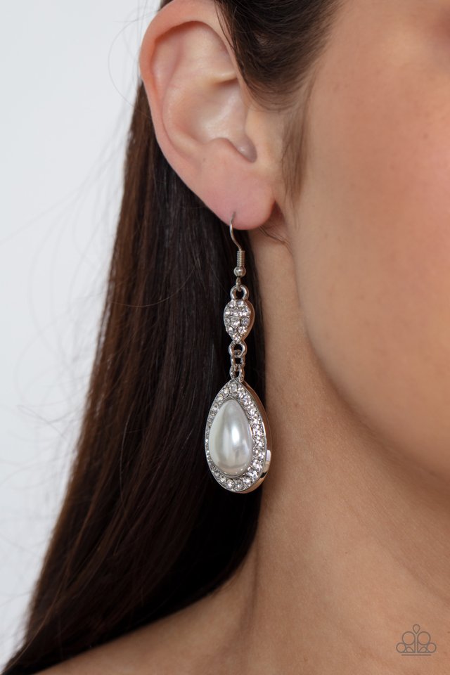 Elite Elegance - White - Paparazzi Earring Image