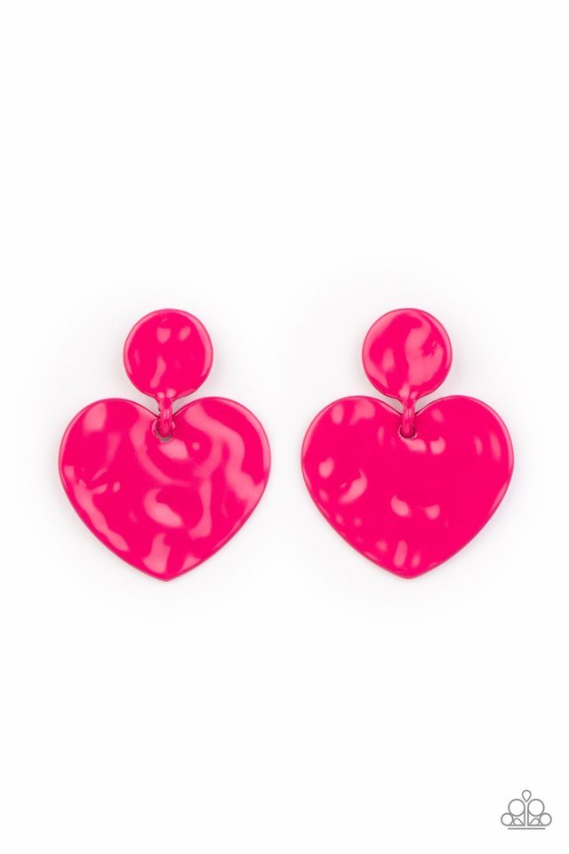 Just a Little Crush - Pink - Paparazzi Earring Image