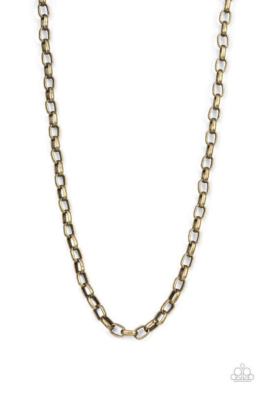 Gridiron Rumble - Brass - Paparazzi Necklace Image