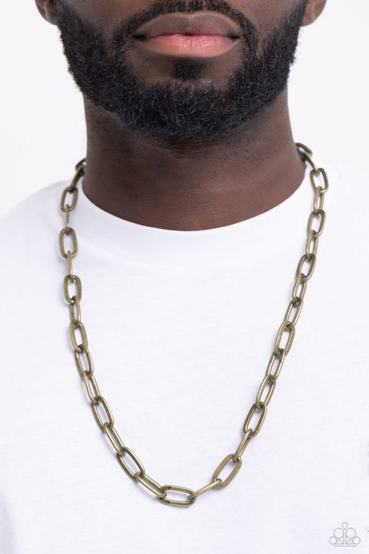 Urban Quarterback - Brass - Paparazzi Necklace Image