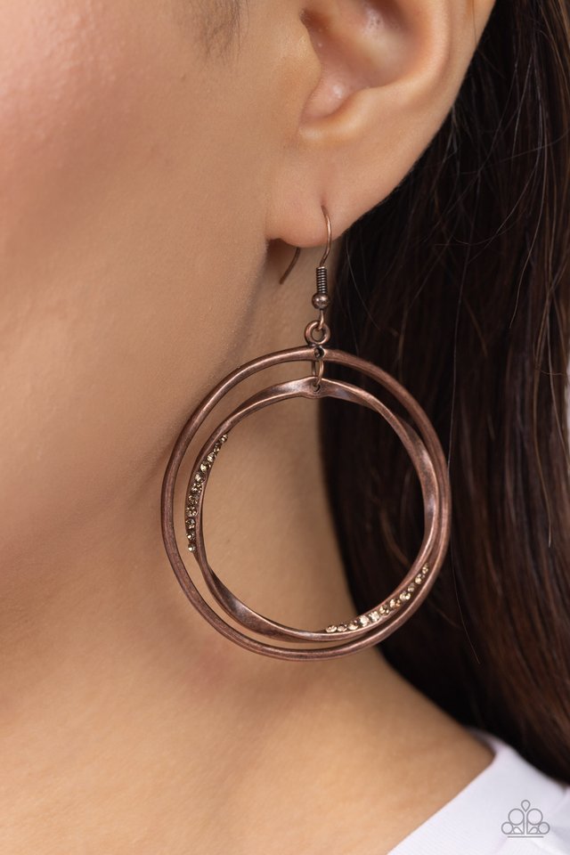 ​Rebel Rotation - Copper - Paparazzi Earring Image