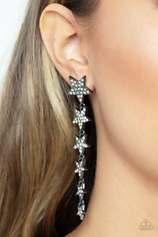 Americana Attitude - Black - Paparazzi Earring Image