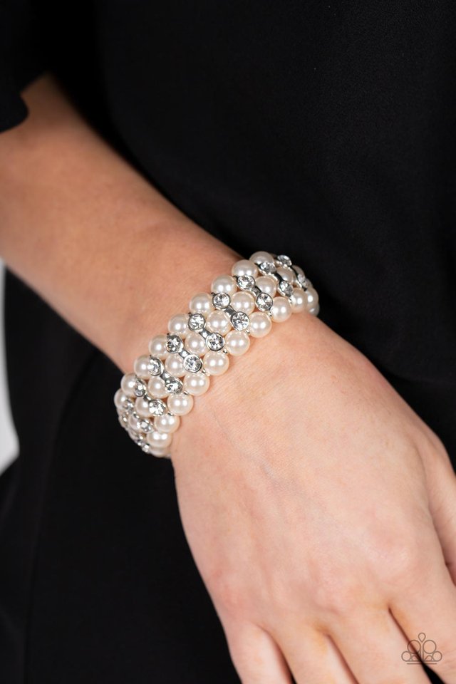 ​Eiffel Tower Elegance - White - Paparazzi Bracelet Image