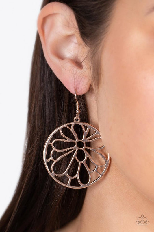 Glowing Glades - Rose Gold - Paparazzi Earring Image