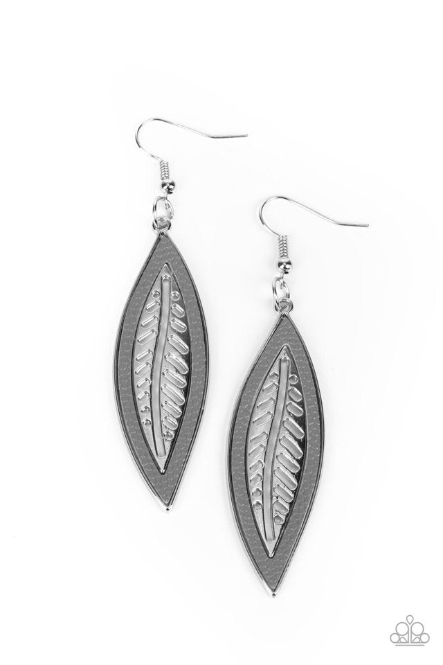 Leather Lagoon - Silver - Paparazzi Earring Image