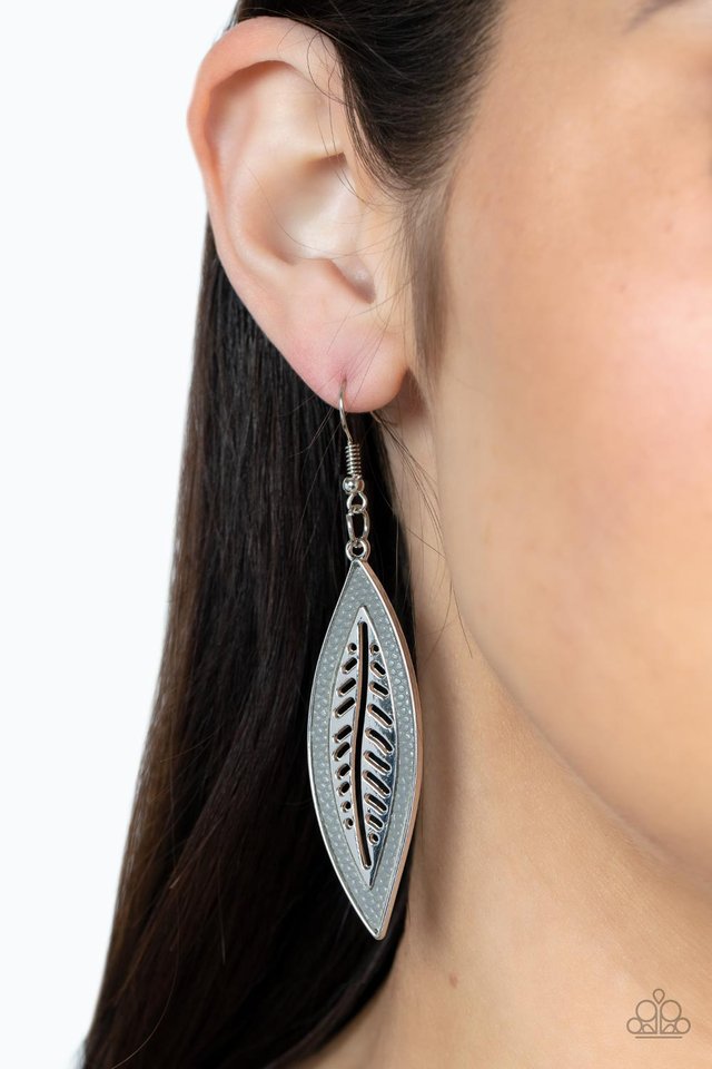 Leather Lagoon - Silver - Paparazzi Earring Image