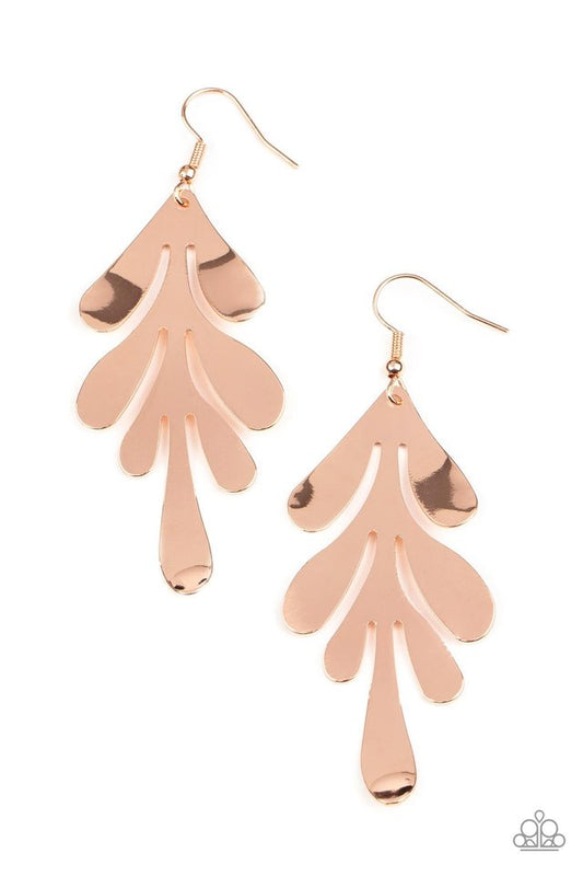 A FROND Farewell - Rose Gold - Paparazzi Earring Image