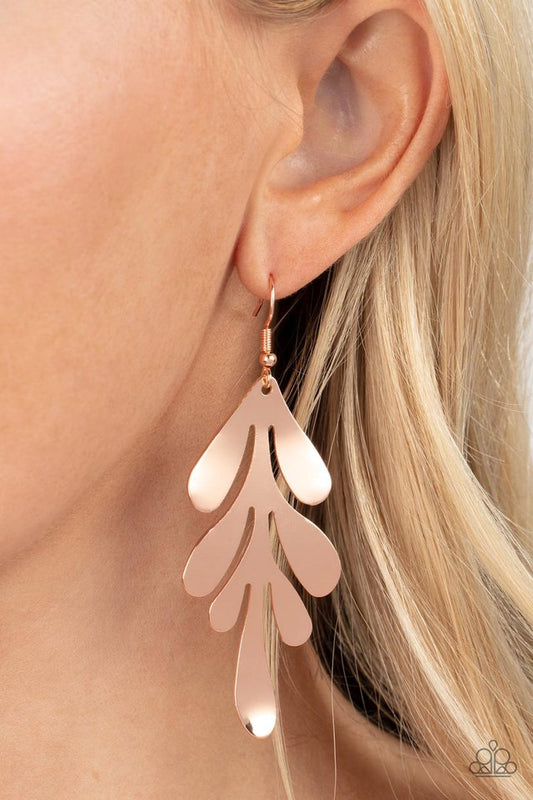 A FROND Farewell - Rose Gold - Paparazzi Earring Image