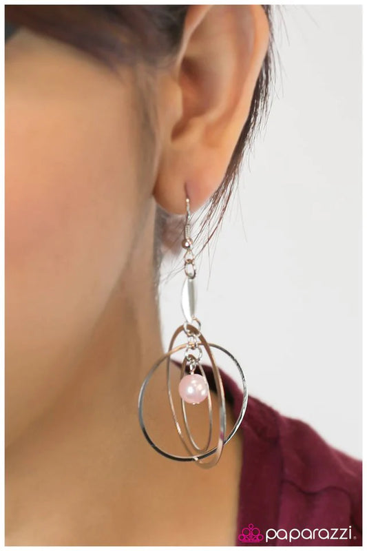 Paparazzi Earring ~ In The Zone - Pink