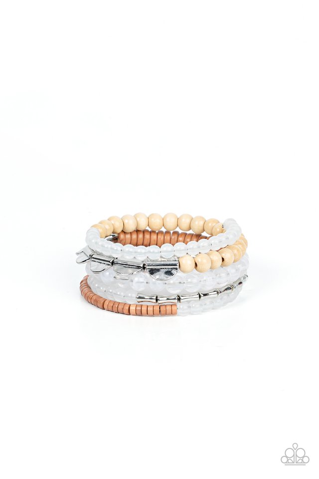 ​Free-Spirited Spiral - White - Paparazzi Bracelet Image